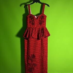 Fanm Mon $459 Gulia Peplum Tweed Midi Dress Size XS